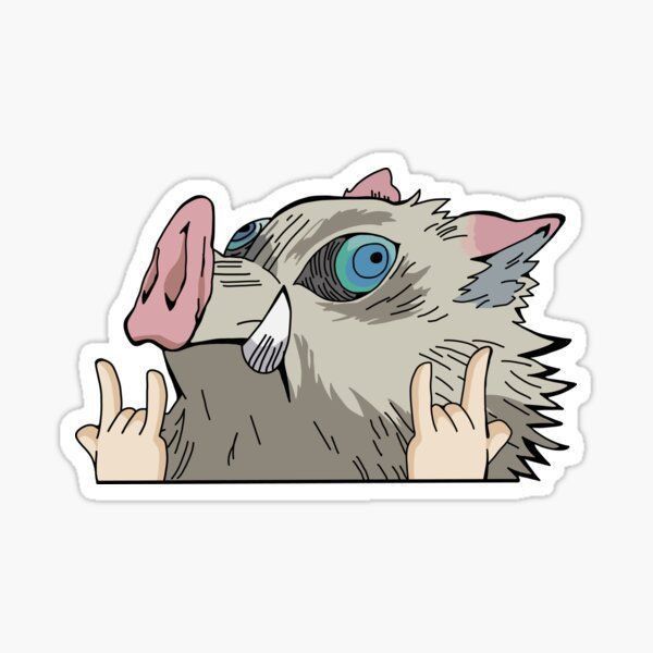 Inosuke Pig Head Rock On | Demon Slayer | Sticker - VeloraSticks
