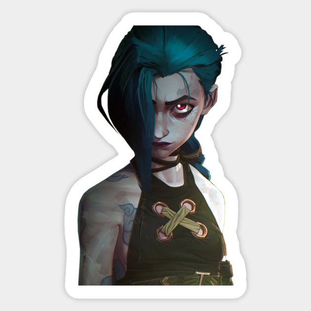 Jinx Close - Up Portrait | Arcane (League of Legends) | Sticker - VeloraSticks
