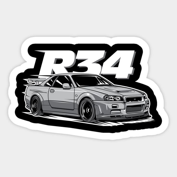 Classic R34 Profile Art | Nissan Skyline GT - R | Sticker - VeloraSticks