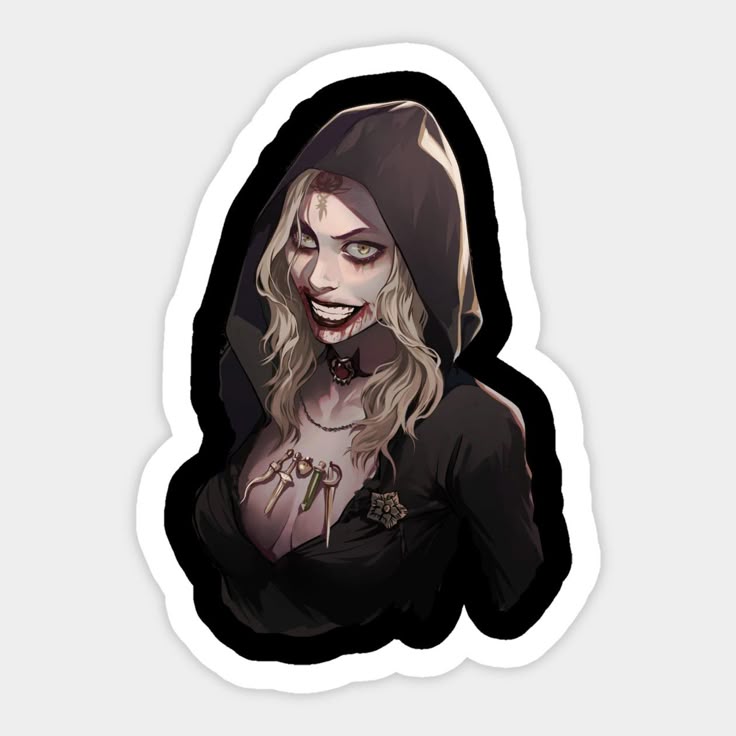 Bela Dimitrescu Hooded Grin | Resident Evil Village | Sticker - VeloraSticks