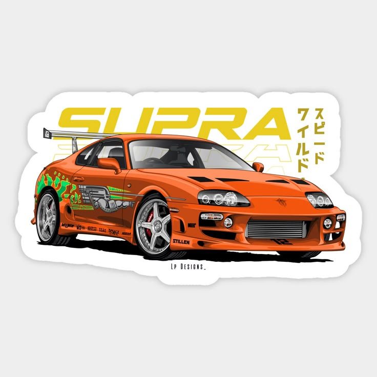 Orange Fast & Furious Car | Toyota Supra MK IV | Sticker - VeloraSticks
