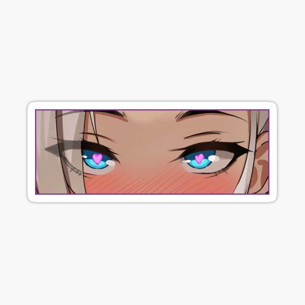 Blushing Heart Eyes Banner | Anime Eyes | Sticker - VeloraSticks